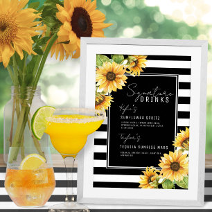 Zonnebloem Zwarte Stripe Drink Wedding Poster