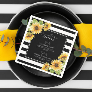 Zonnebloem Zwarte Stripe Drink Wedding Servet