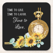 Zonnebloembindpapier Onderzetter (zwart) (Voorkant)