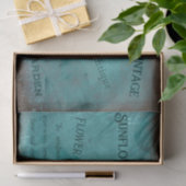 Zonnebloemblauw Blauwgroen  Antiek script Tissuepapier (Geschenk)