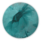 Zonnebloemblauw  getextureerd keramische knop (Voorkant)