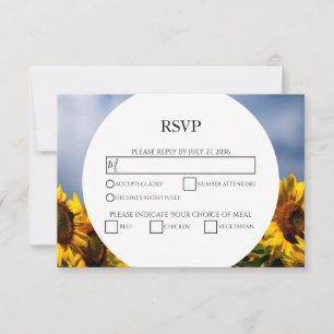 Zonnebloemblauw hemel Rustic Wedding RSVP Kaarten