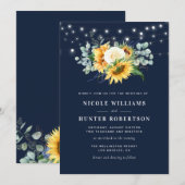 zonnebloemblauw huwelijk kaart (Voorkant / Achterkant)