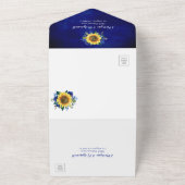 Zonnebloemblauw Roos Licht Floral Weddenschap All In One Uitnodiging (Buitenkant)