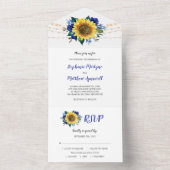 Zonnebloemblauw Roos Licht Floral Weddenschap All In One Uitnodiging (Binnen)