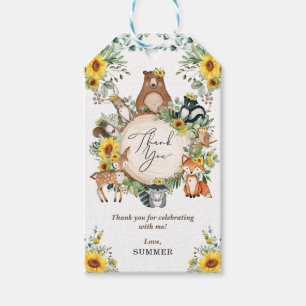 Zonnebloembossen bossen dieren Dank je wel Cadeaulabel