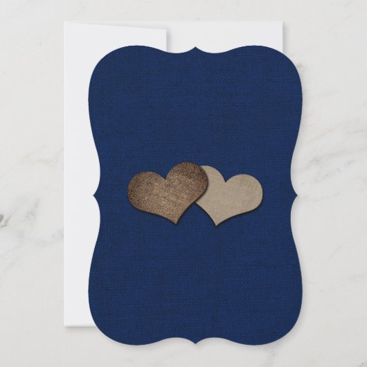 Zonnebloembruiloft van Navy Blue Burlap Kaart (Achterkant)