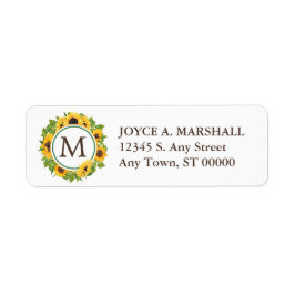 Zonnebloemcirkel Monogram Retouradreslabel Etiket