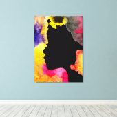 Zonnebloemdame silhouette waterverf canvas afdruk (Insitu (Houten vloer))