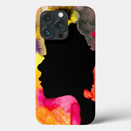 Zonnebloemdame silhouette waterverf Case-Mate iPhone case (Achterkant)