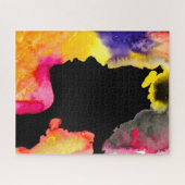 Zonnebloemdame silhouette waterverf legpuzzel (Horizontaal)