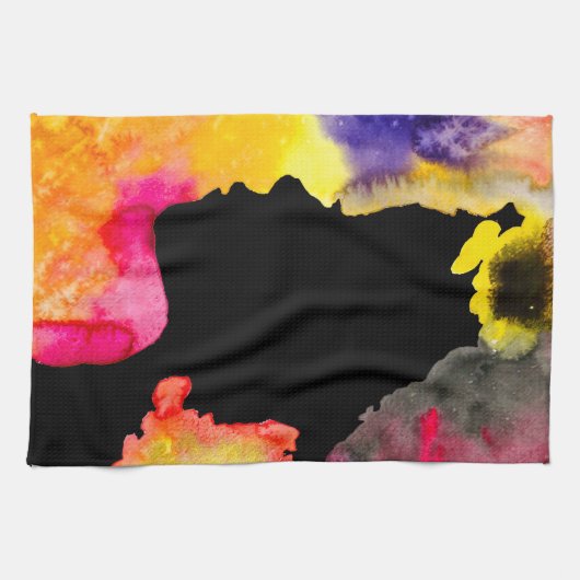 Zonnebloemdame silhouette waterverf theedoek (Horizontaal)