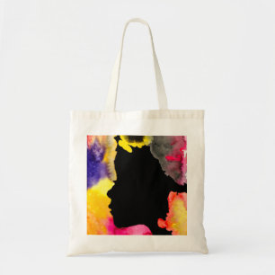Zonnebloemdame silhouette waterverf tote bag