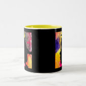 Zonnebloemdame silhouette waterverf tweekleurige koffiemok (Center)