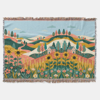 Zonnebloemdeken Boho Zalm Bosgroen Deken