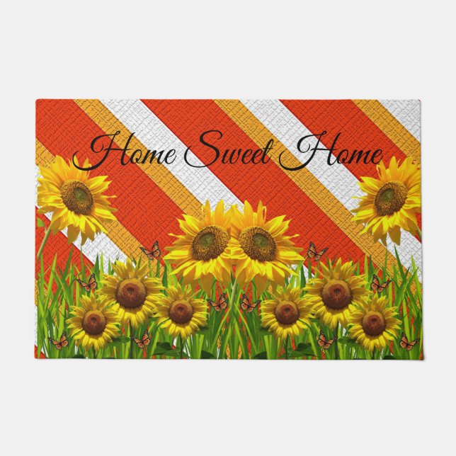 Zonnebloemdeurmat Stripe Deurmat (Voorkant)