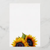 Zonnebloemelegant goudfolie, chic script bruiloft folie uitnodiging (Achterkant)