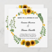Zonnebloemelegant, uitnodiging voor het bruiloft r (Voorkant / Achterkant)