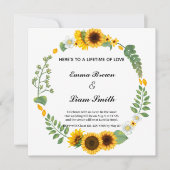 Zonnebloemelegant, uitnodiging voor het bruiloft r (Voorkant)