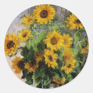 Zonnebloemen, 1881 van Monet. Ronde Sticker