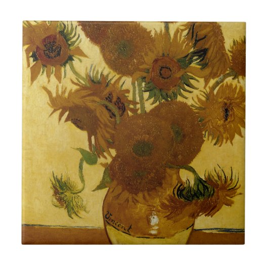 Zonnebloemen: 1888 door Van Gogh Tegeltje (Voorkant)