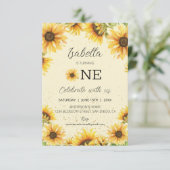 Zonnebloemen 1e verjaardag kaart (Staand voorkant)