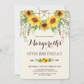 Zonnebloemen 50e verjaardag van Boho Feathers Kaart (Voorkant)