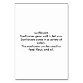 Zonnebloemen, aangepaste florale lezing flashcards kaart (Achterkant)