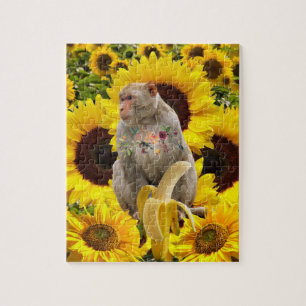 Zonnebloemen aap Floral Puzzles Legpuzzel