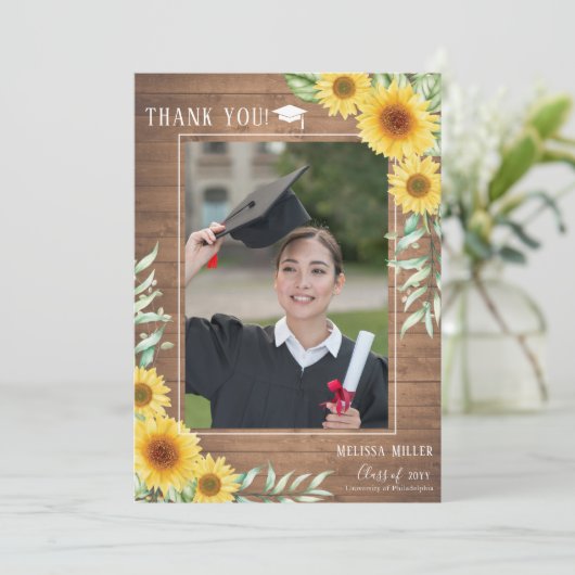 Zonnebloemen Afstuderen - Hartelijk dank Kaart (Staand voorkant)