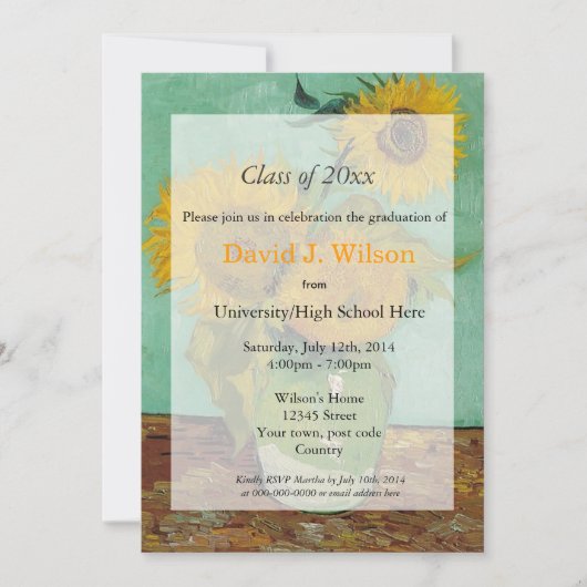 zonnebloemen afstuderen kaart (Voorkant)