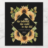 Zonnebloemen Afstuderen Pet Wijn Etiket (Enkel label)