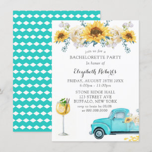 Zonnebloemen Aqua Truck Bachelorette Party Kaart