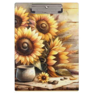 Zonnebloemen Aquarel Schilderij Klembord