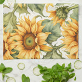 Zonnebloemen Art Pattern Design Theedoek (Gevouwen)