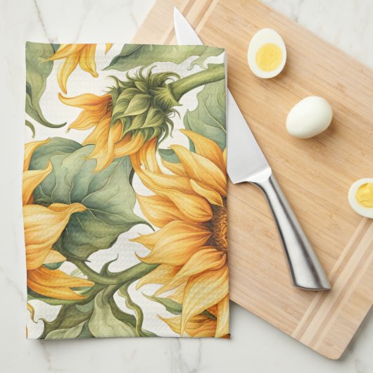 Zonnebloemen Art Pattern Design Theedoek (Quarter Fold)