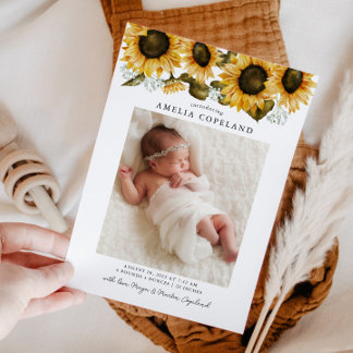 Zonnebloemen Baby Foto Geboorte aankondiging