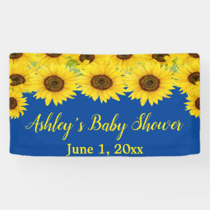 Zonnebloemen Baby shower Achtergrond Blauwe Floral Spandoek