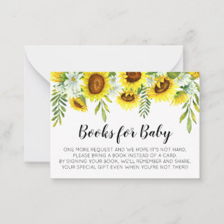 Zonnebloemen Baby shower Boeken voor Baby Kaarten Notitiekaartje