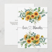 Zonnebloemen Baby shower dank u kaart (Voorkant / Achterkant)