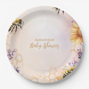 Zonnebloemen Baby shower mammie om Baby shower te Papieren Bordje
