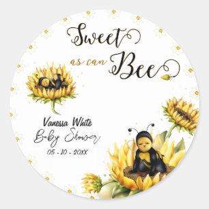 Zonnebloemen Baby shower Ronde Sticker