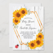Zonnebloemen Baby shower rustig goud geo ladybug Kaart (Voorkant)