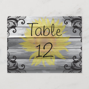 Zonnebloemen Barn Wood en Black Lace Briefkaart