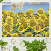 Zonnebloemen Beer keukenhanddoek (Gevouwen)
