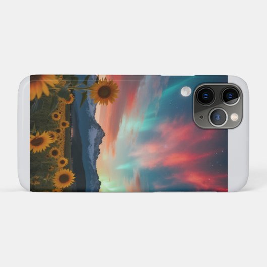 Zonnebloemen bij zonsondergang: Moonrise Over the  Case-Mate iPhone Case (Achterkant (horizontaal))