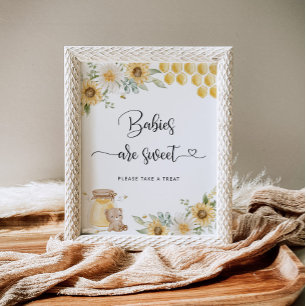 Zonnebloemen bijen Baby's zijn zoet Poster