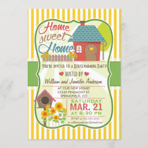 Zonnebloemen & Birdhouse Housewarming Party Kaart