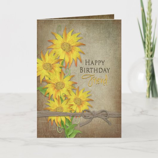 Zonnebloemen - Birthday - Friend Kaart (Voorkant)