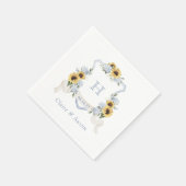 Zonnebloemen Blauw Hydrangea Crest Bruiloft Monogr Servet (Hoek)
